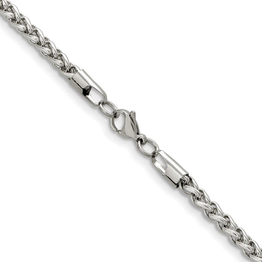 Chisel Stainless Steel Polished 5mm 24 inch Wheat ChainSRN807