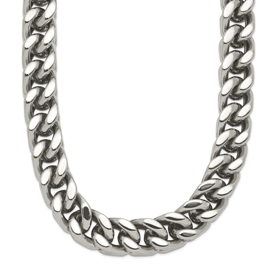 Chisel Stainless Steel Polished 24 inch Heavy Wheat Necklace SRN825-24