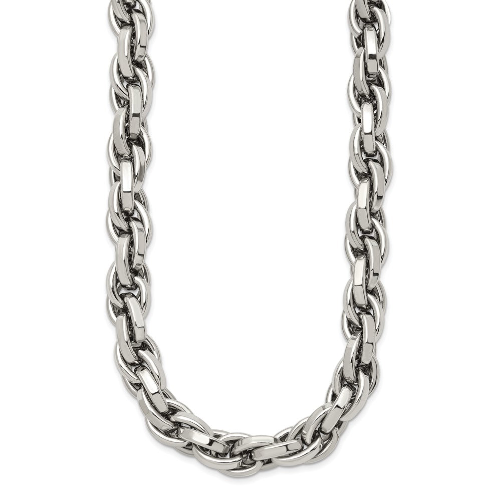 Chisel Stainless Steel Polished 24 inch Oval Link Necklace SRN845-24