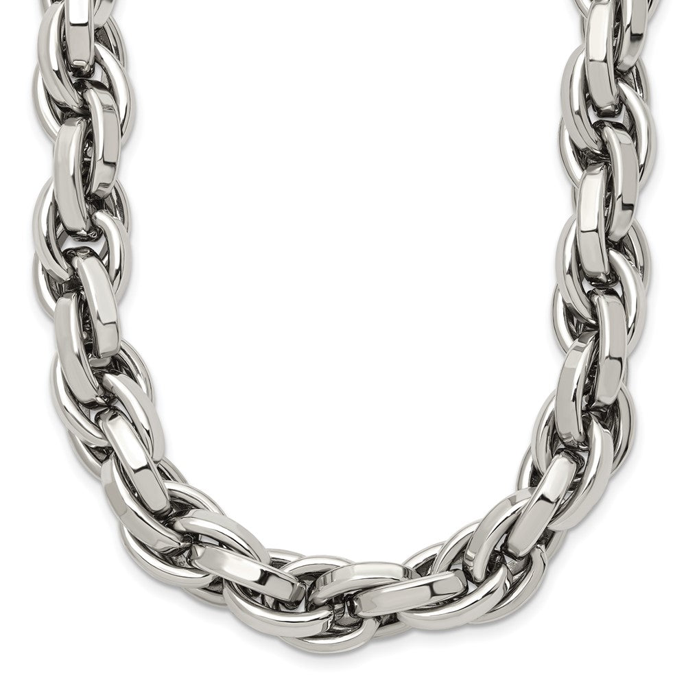 Chisel Stainless Steel Polished 24 inch Oval Link Necklace SRN845-24