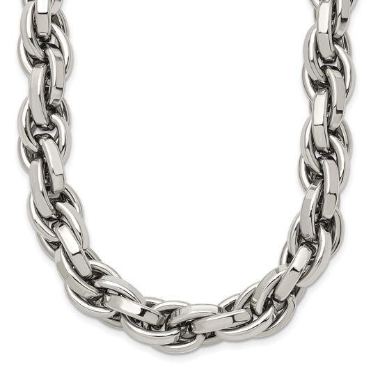 Chisel Stainless Steel Polished 24 inch Oval Link Necklace SRN845-24