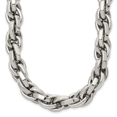 Chisel Stainless Steel Polished 24 inch Oval Link Necklace SRN845-24