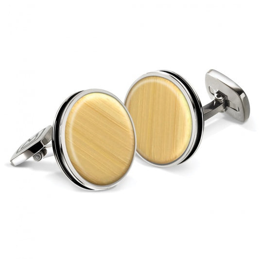 MClip Bamboo Bordered Round Cufflinks SS-CLB-BAWD