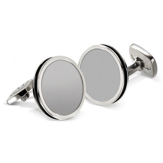 MClip Brushed Stainless Bordered Round Cufflinks SS-CLB-BRPB