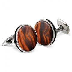 MClip Cocobolo Bordered Round Cufflinks SS-CLB-CBWD