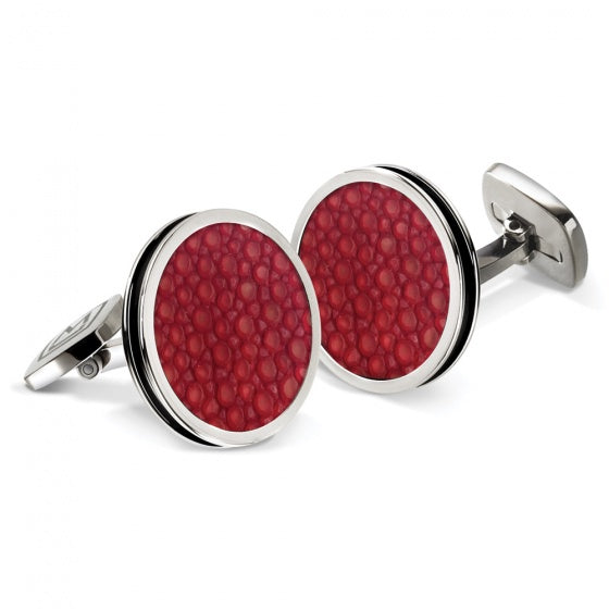 MClip Red Stingray Bordered Round Cufflinks SS-CLB-RDSR