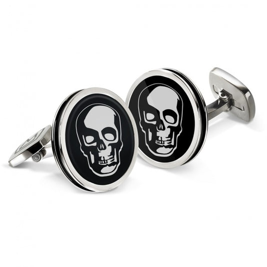 MClip Black Enamel Skull Cufflinks SS-CLB-SKUL