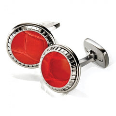 MClip Red Alligator Carved Cufflinks SS-CLC-RDAL