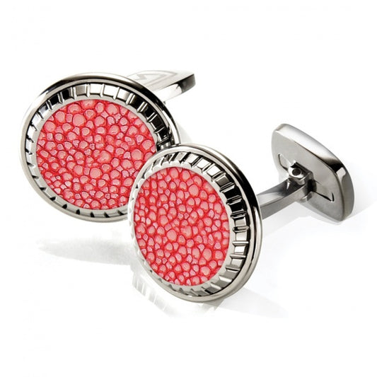 MClip Red Stingray Carved Round Cufflinks SS-CLC-RDSR