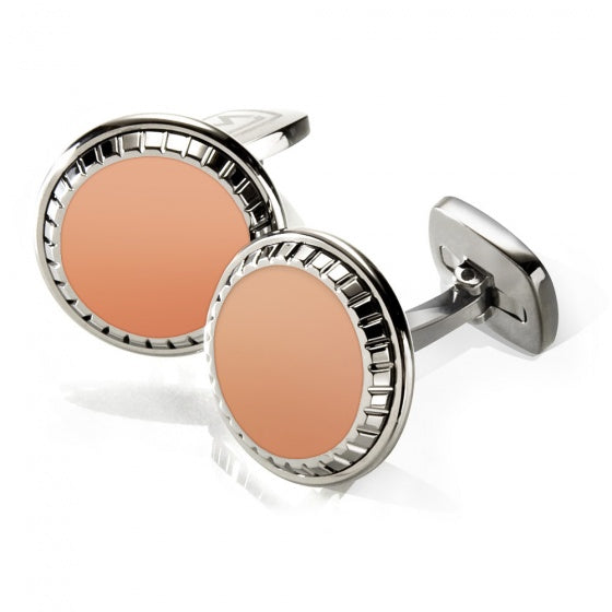 MClip Rose Gold Inlay Carved Round Cufflinks SS-CLC-RGIN