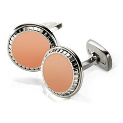 MClip Rose Gold Inlay Carved Round Cufflinks SS-CLC-RGIN