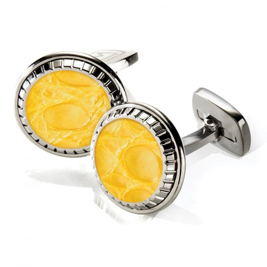 MClip Yellow Alligator Carved Cufflinks SS-CLC-YLAL