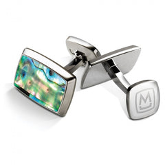 MClip Green Abalone Tapered Rectangle Cufflinks SS-CLR-GNAB