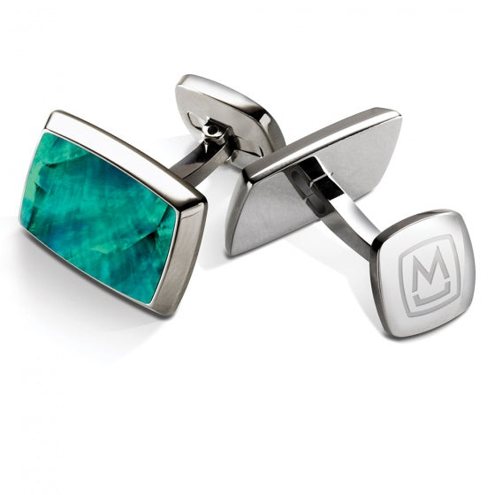 MClip Teal Angel Wing Tapered Rectangle Cufflinks SS-CLR-TLAW