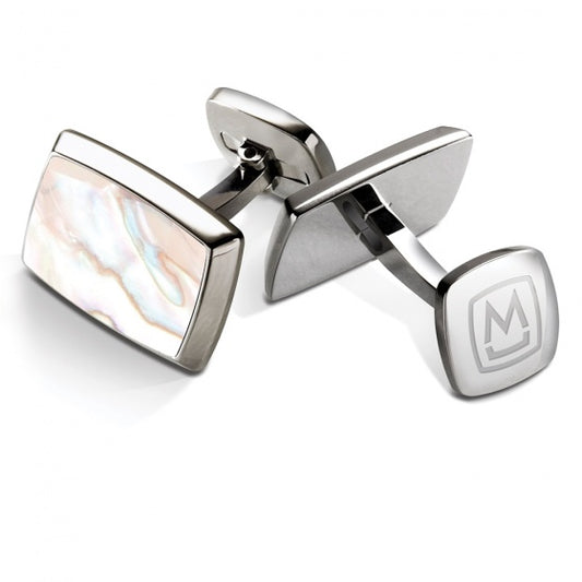 MClip White Mother of Pearl Tapered Rectangle Cufflinks SS-CLR-WHMP