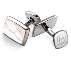 MClip White Mother of Pearl Tapered Rectangle Cufflinks SS-CLR-WHMP