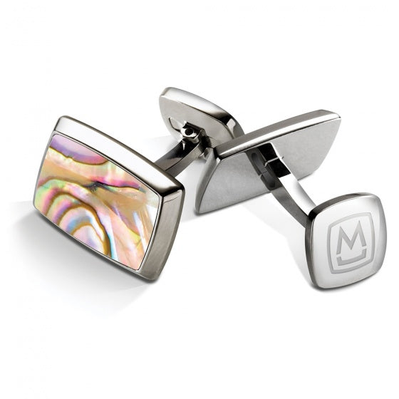 MClip Yellow Abalone Tapered Rectangle Cufflinks SS-CLR-YLAB