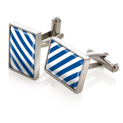 MClip Blue & White Inlay Cufflinks SS-CLS-BLWH