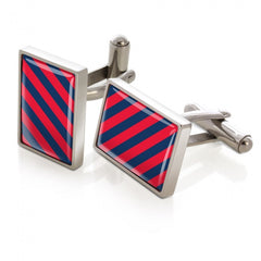 MClip Dark Blue & Red Inlay Cufflinks SS-CLS-DBRD