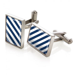 MClip Dark Blue & White Inlay Cufflinks SS-CLS-DBWH