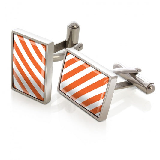 MClip Dark Orange & White Inlay Cufflinks SS-CLS-DOWH