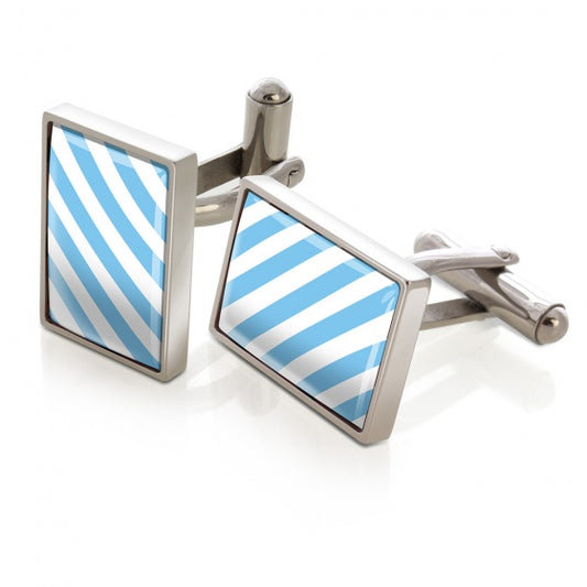 MClip Light Blue & White Inlay Cufflinks SS-CLS-LBWH