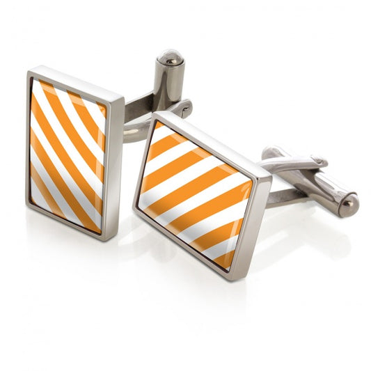 MClip Orange & White Inlay Cufflinks SS-CLS-ORWH