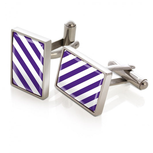 MClip Purple & White Inlay Cufflinks SS-CLS-PUWH