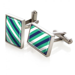 MClip Teal, Blue & White Rep Tie Cufflinks SS-CLS-REP1