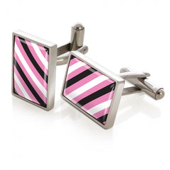 MClip Pink, Black & White Rep Tie Cufflinks SS-CLS-REP3