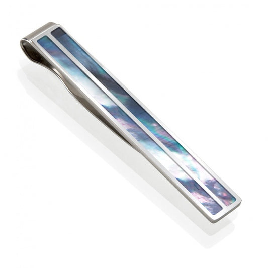 MClip Gray Mother of Pearl Tie Clip SS-TIE-GRMP