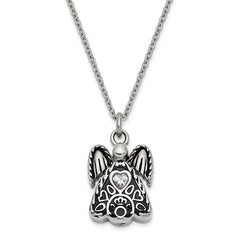 Sentimental Expressions Stainless Steel Clear CZ April Birthstone Antiqued Angel Ash Holder 18 Inch Necklace SSX100APR