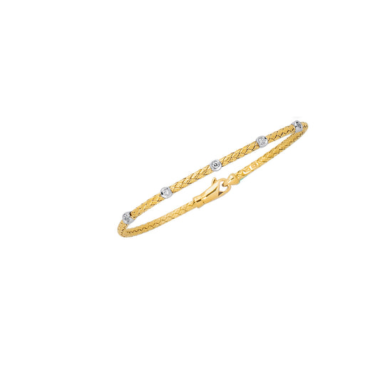 Royal Chain 14K Gold .15ct Diamond Station Woven Bangle STA298