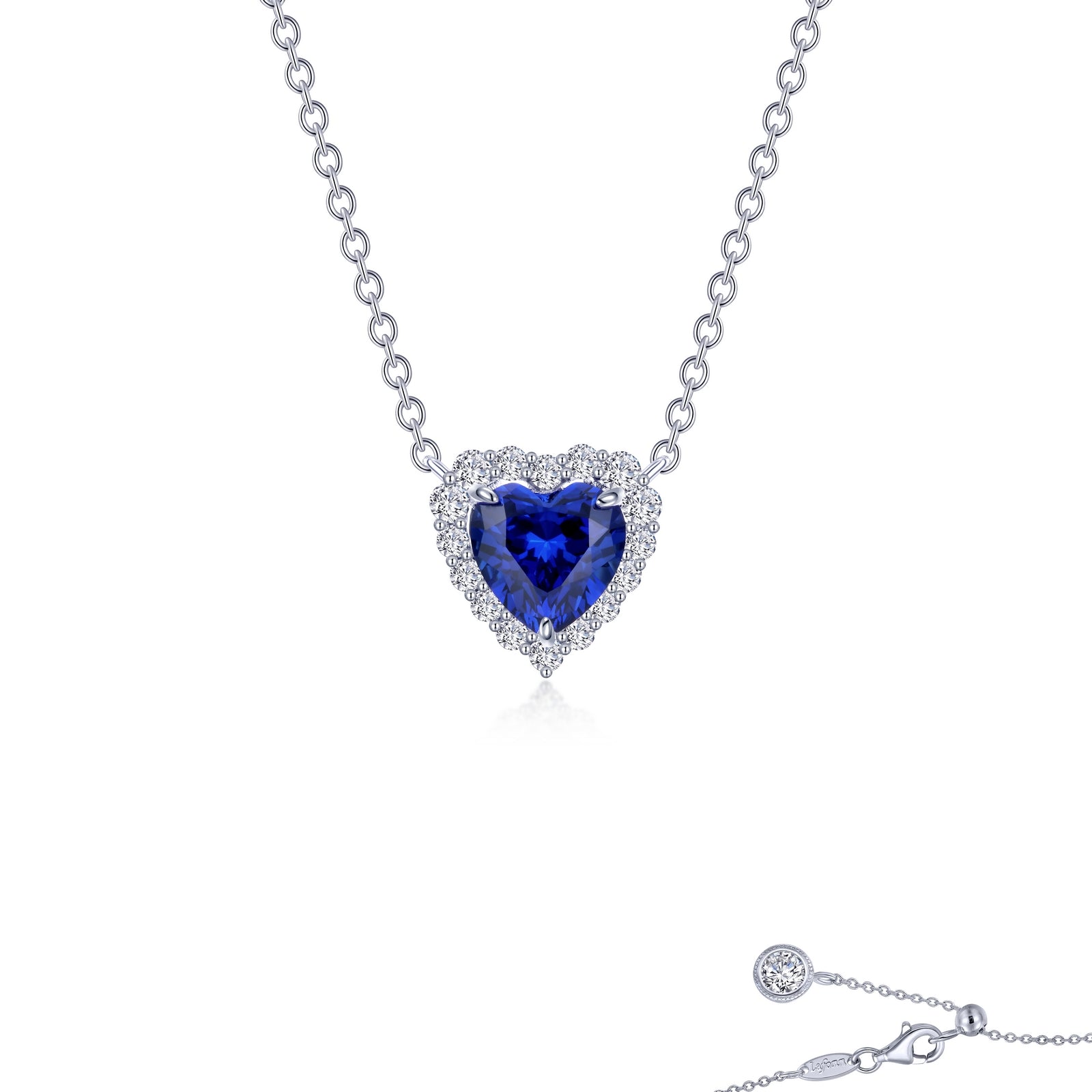 LAFONN Fancy Lab-Grown Sapphire Halo Heart Necklace SYN001SP20