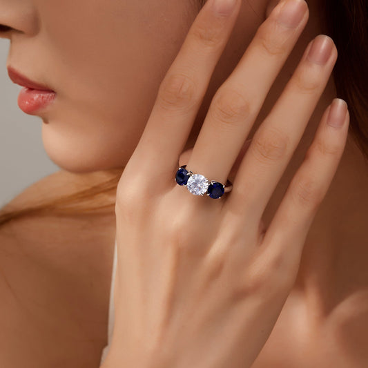 LAFONN Fancy Lab-Grown Sapphire Three-Stone Ring SYR016SP05