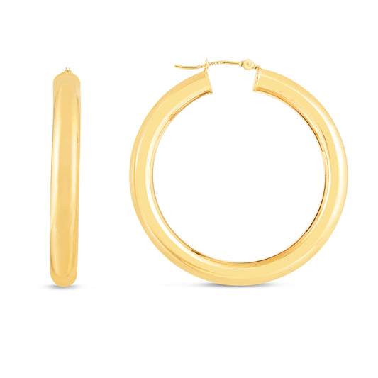 Yellow Gold Polished Classic Polished Hoop 5mm Earring