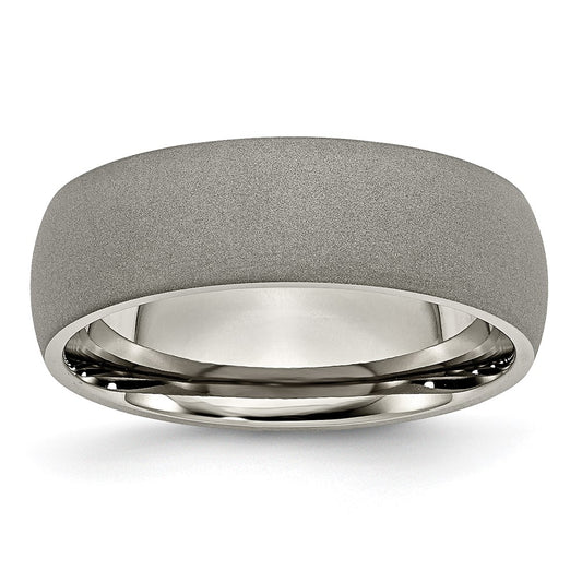 Chisel Titanium Stone Finish 7mm Half Round Band