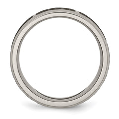 Chisel Titanium Brushed and Polished Celtic Laser Design 8mm Beveled Edge Band