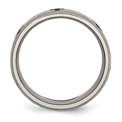 Chisel Titanium Brushed and Polished Cross Laser Design 8mm Beveled Edge Band