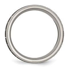 Chisel Titanium Brushed and Polished Greek Key Laser Design 8mm Beveled Band