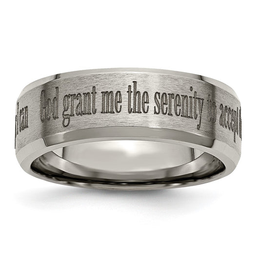 Chisel Titanium Brushed and Polished Serenity Laser Design 8mm Beveled Band