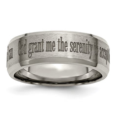 Chisel Titanium Brushed and Polished Serenity Laser Design 8mm Beveled Band