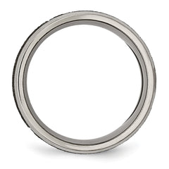 Chisel Titanium Brushed and Polished Cross Laser Design 8mm Beveled Edge Band
