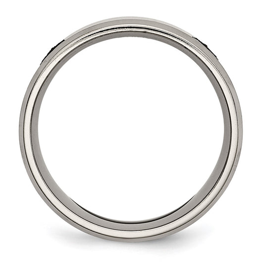 Chisel Titanium Brushed and Polished Masonic Laser Design 8mm Beveled Edge Band