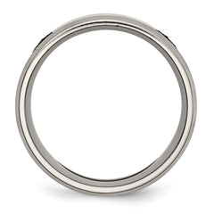 Chisel Titanium Brushed and Polished Masonic Laser Design 8mm Beveled Edge Band