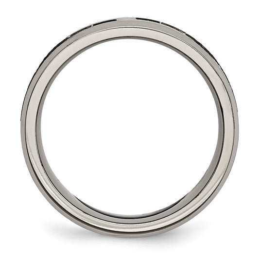 Chisel Titanium Brushed and Polished Claddagh Laser Design 8mm Beveled Edge Band