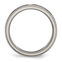 Chisel Titanium Brushed and Polished Claddagh Laser Design 8mm Beveled Edge Band