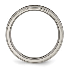 Chisel Titanium Brushed and Polished Cross Laser Design 8mm Beveled Edge Band