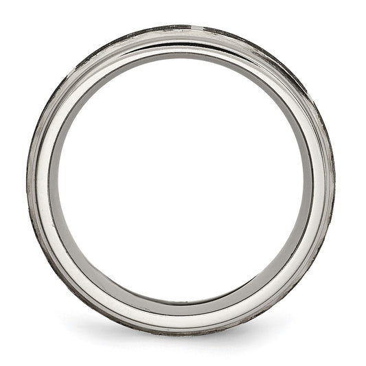 Chisel Titanium Brushed and Polished Celtic Laser Design 8mm Ridged Edge Band