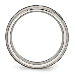 Chisel Titanium Brushed and Polished Celtic Laser Design 8mm Ridged Edge Band